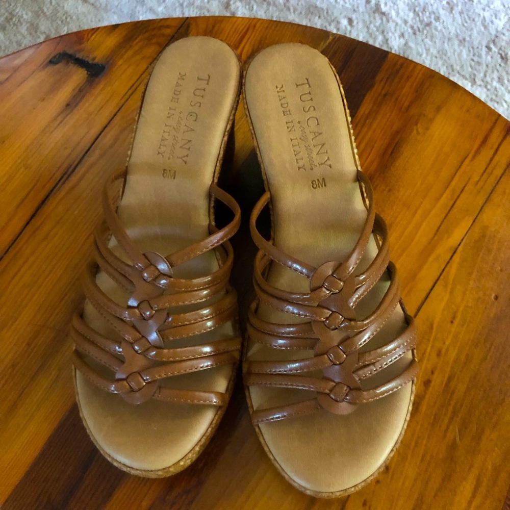 Brown wedge sandals